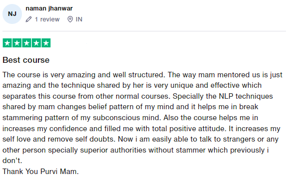 Trustpilot review from Naman Jhanwar