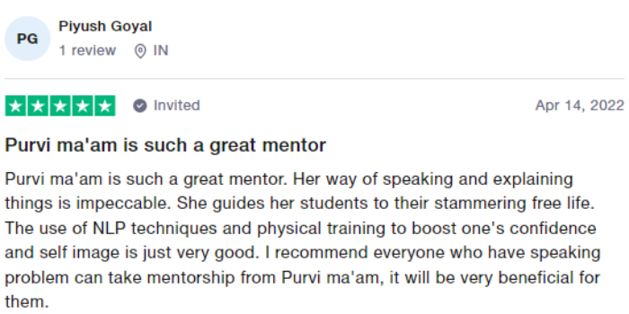 Trustpilot review from Piyush Goyal